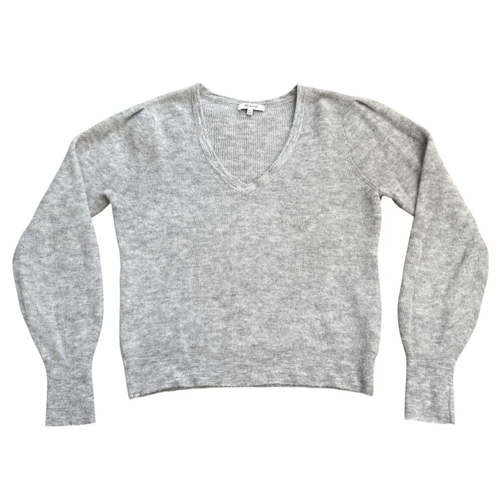 Madewell V-Neck Sweater Alpaca Light Gray Minimalist Layering Piece Capsule